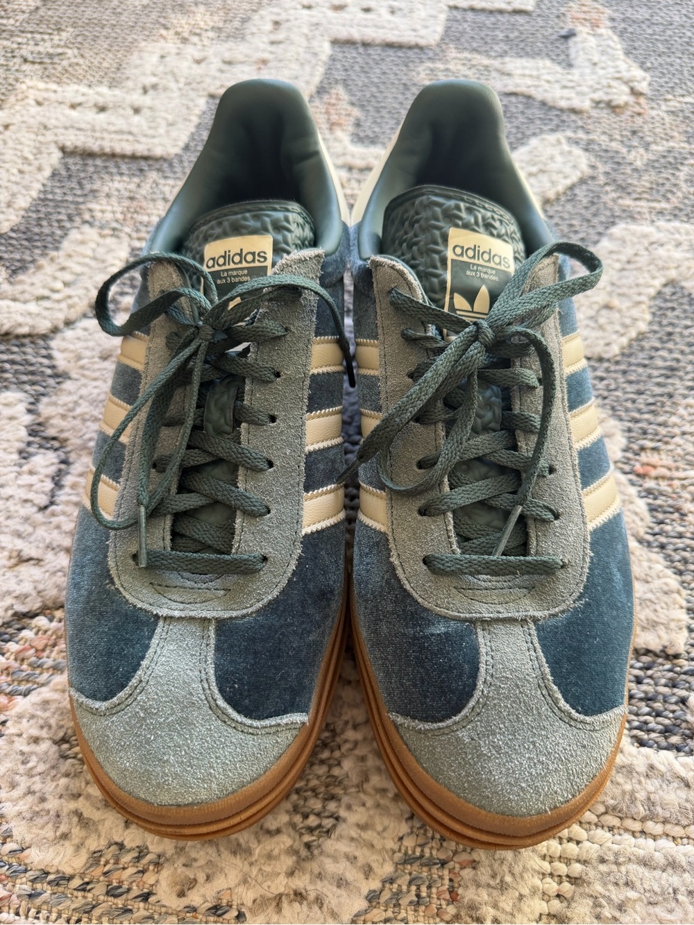adidas Women’s Green and Cream Suede Gazelle Platform Sneakers